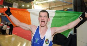 Nolan elebrates after victory over Ionut Gheorghe in Trabzon today. Picture: SPORTSFILE