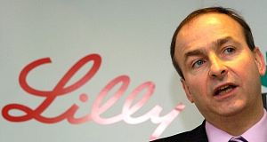 Then Minister for Enterprise Micheal Martin announcing a major biopharmaceutical investment by Eli Lilly in Kinsale in 2006