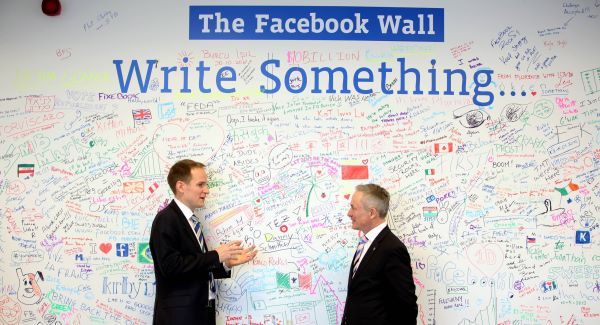 Gareth Lambe of Facebook with Jobs Minister Richard Bruton at today's announcement.Picture: Jason Clarke