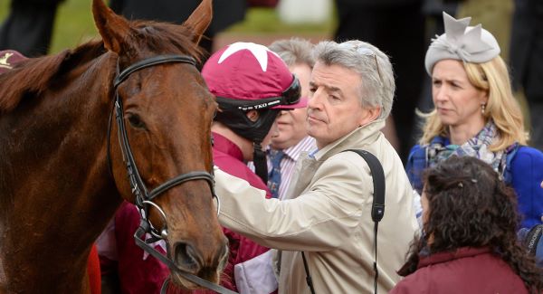 First Lieutenant with owner Michael O'Leary after finishing second in the Ryanair Chase at Cheltenham last month.