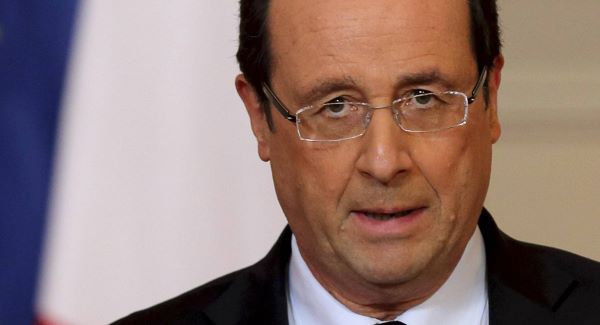 France's President Francois Hollande delivers a speech on the situation in Mali at the Elysee Palace in Paris earlier today.Picture: AP