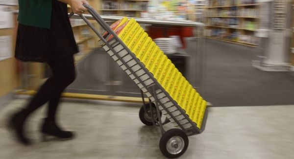 Copies of The Casual Vacancy being stocked this morning.