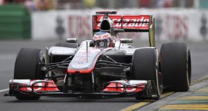 Jenson Button during first practice in Melbourne