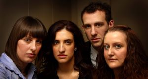 Rosa Corella, 29, Lindsay, 24, Katie, 19 and Richard Booth, 23, grandchildren of murdered Guiseppe and Caterina Massaro at a press conference in Wolverhampton.